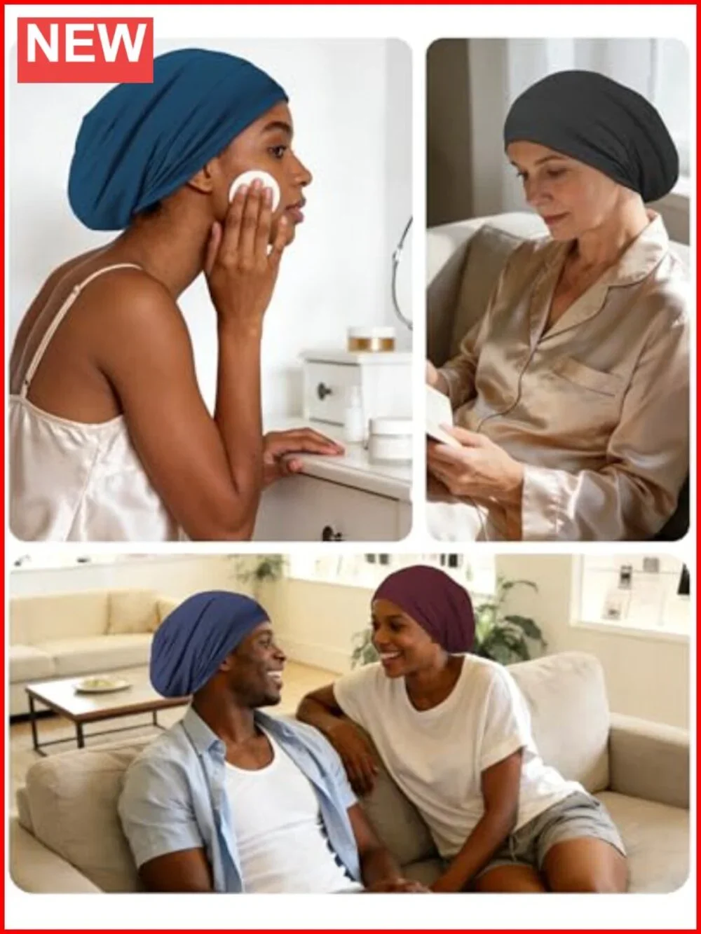 Mulberry Silk Bonnet with Adjustable Strap for Curly Hair Protection